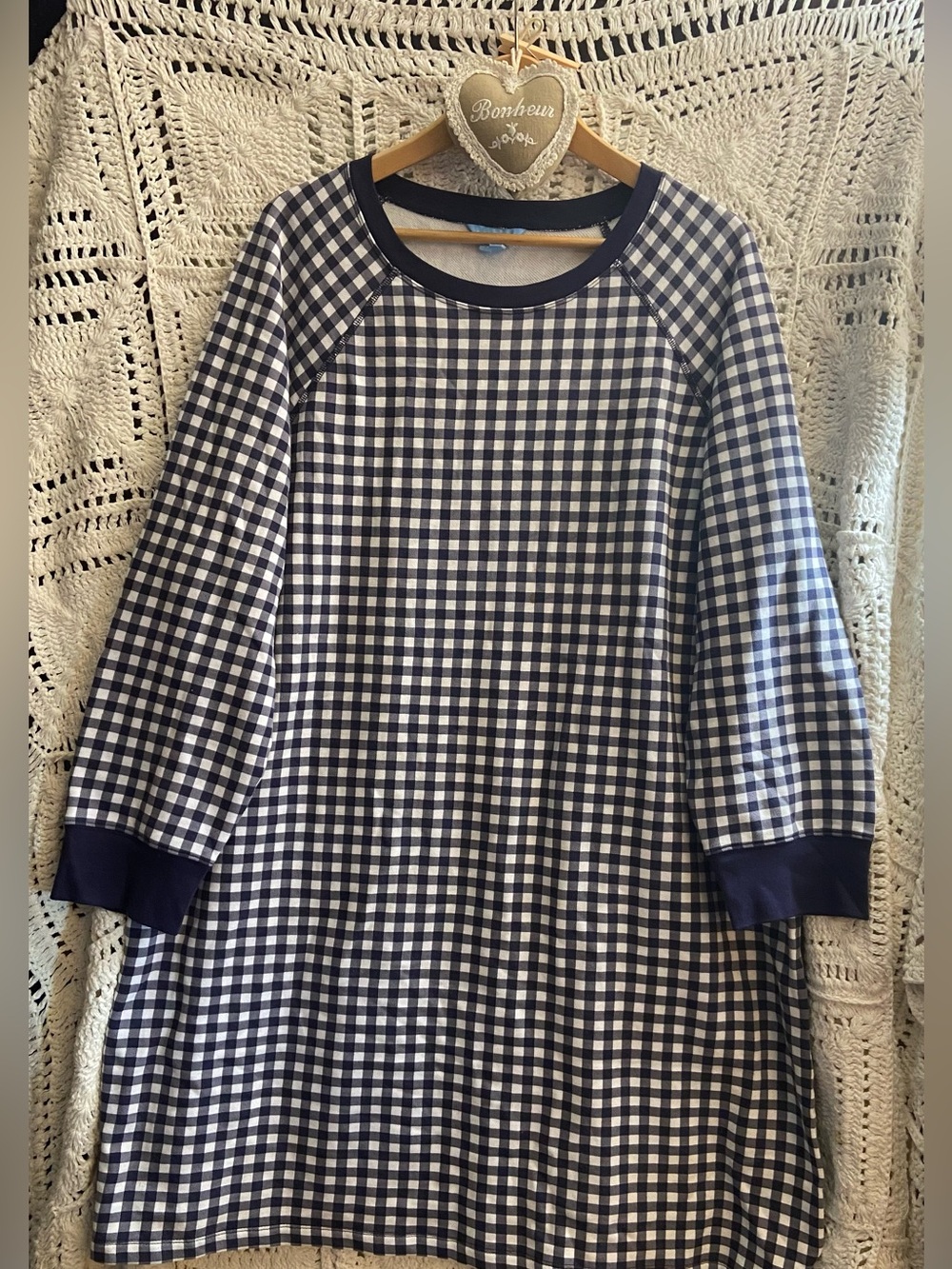 Draper James Long Sleeve Gingham Sweatshirt Dress